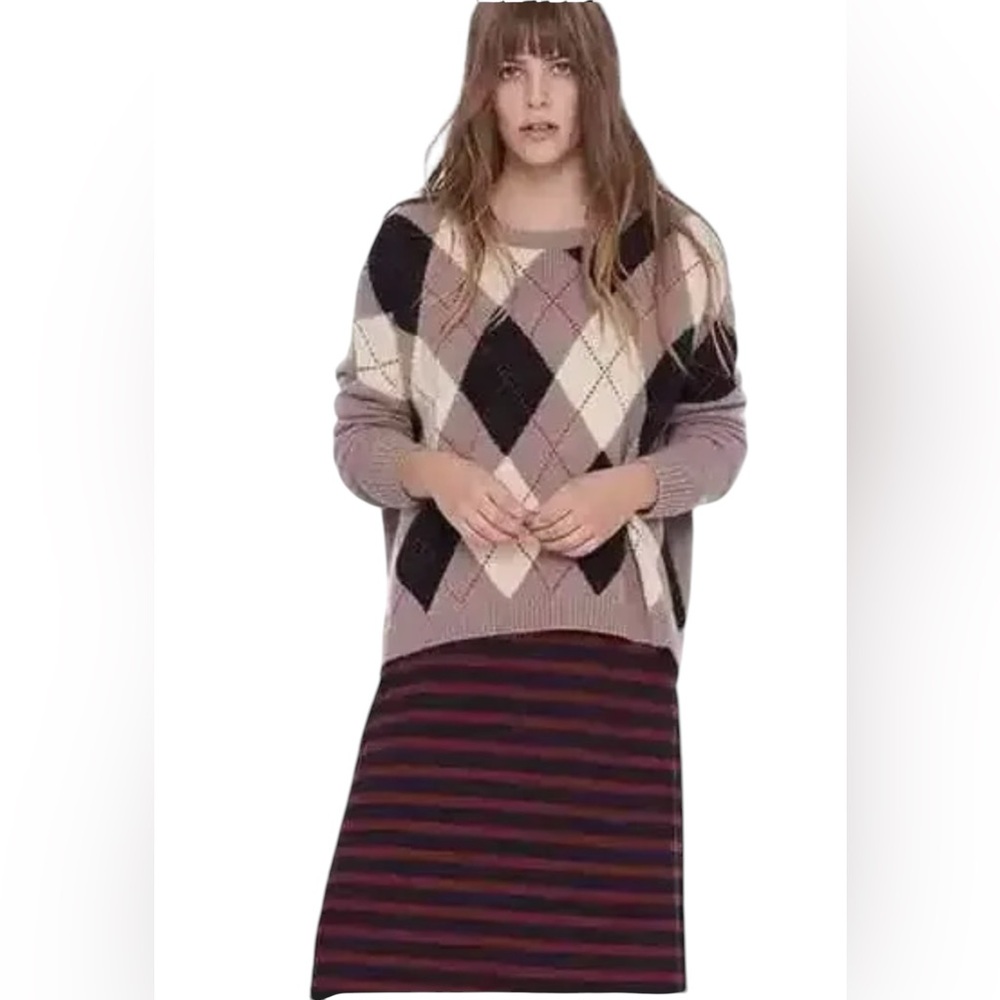THE GREAT Argyle Sweater Boxy Sweater Size Small